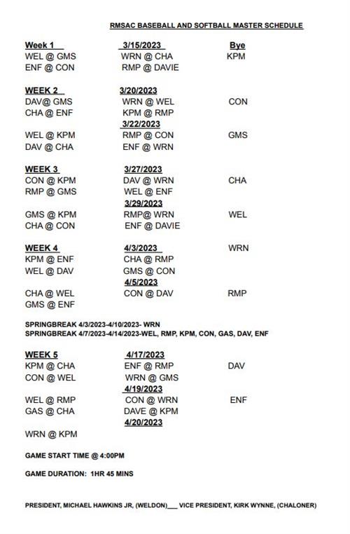 baseball schedule 2023
